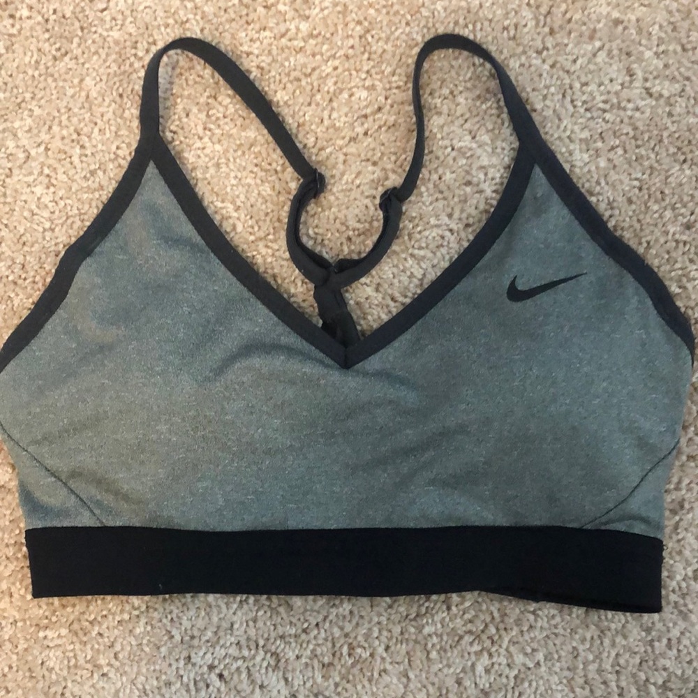 Gray Nike sports bra